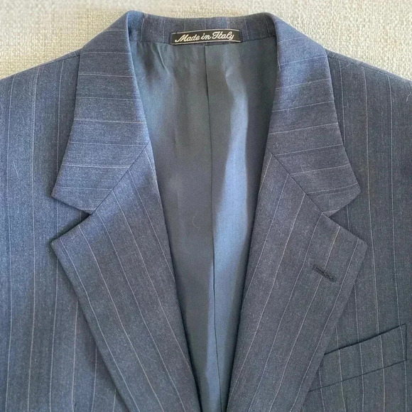 Valentino Uomo 100% Virgin Wool Preppy Pinstripe Blue Blazer Sz 39S Medium Acade - Picture 2 of 16